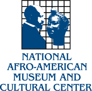 Blue and white logo that reads: "National Afro-American Museum And Cultural Center