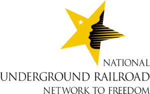 Logo of a gold star with the text: "National Underground Railroad Network to Freedom"
