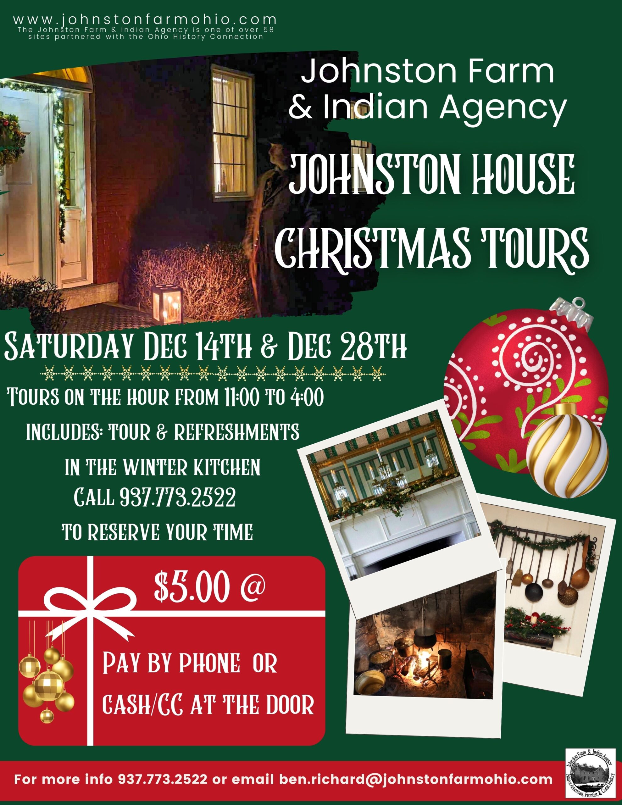 Johnston House Christmas Tours Flyer. See event page for event details.