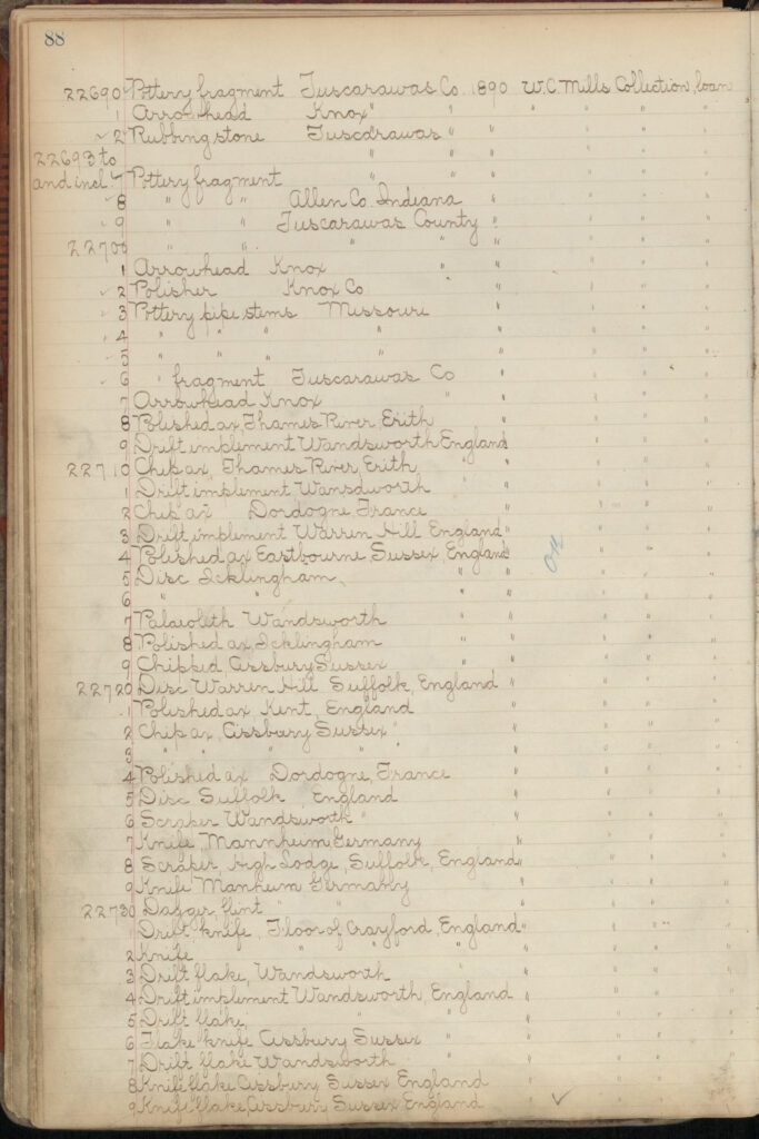 A page from a ledger book full of entries